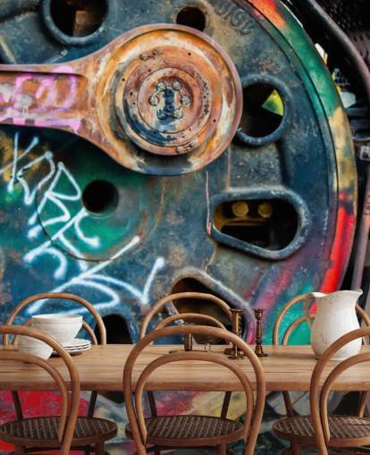 customizable urban art wallpaper mural called Train Ink for bedrooms, home offices and businesses