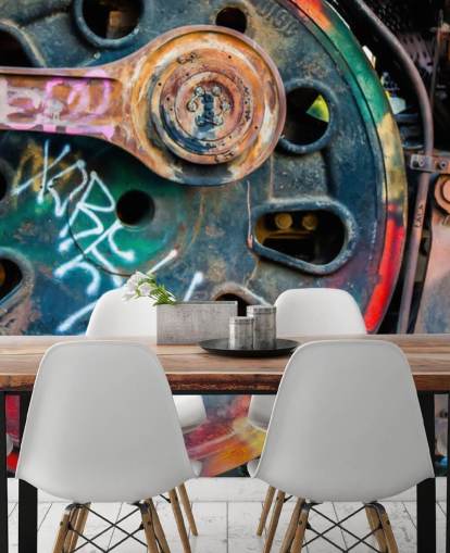 customizable urban art wallpaper mural called Train Ink for bedrooms, home offices and businesses