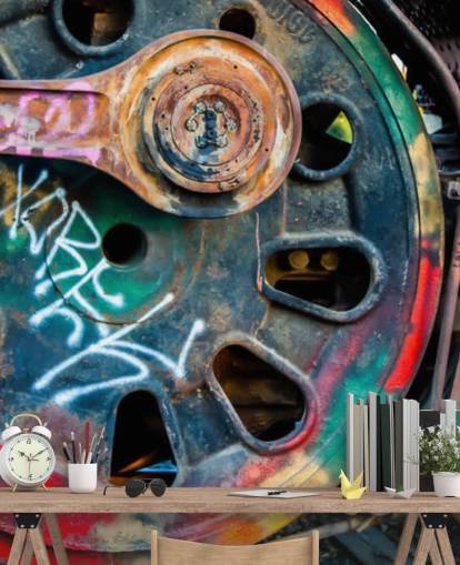 customizable urban art wallpaper mural called Train Ink for bedrooms, home offices and businesses
