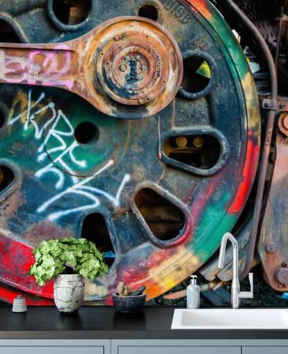 mural de papel pintado de arte urbano personalizable llamado Train Ink para dormitorios, oficinas domésticas y negocios mural de papel pintado de arte urbano personalizable llamado Train Ink para dormitorios, oficinas domésticas y negocios