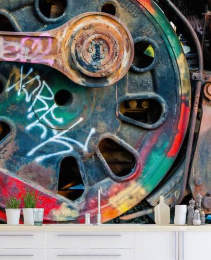 tilpasselig urban art tapetmaleri kaldet Train Ink til soveværelser, hjemmekontorer og virksomheder