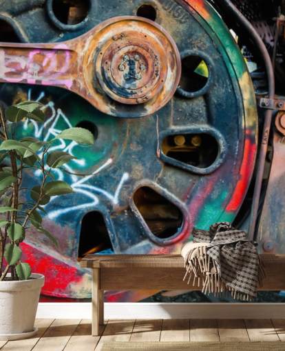 customizable urban art wallpaper mural called Train Ink for bedrooms, home offices and businesses