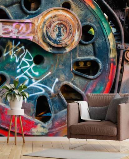 mural de papel de parede de arte urbana personalizável chamado Train Ink para quartos, escritórios domésticos e empresas