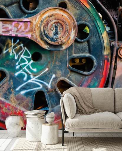 customizable urban art wallpaper mural called Train Ink for bedrooms, home offices and businesses
