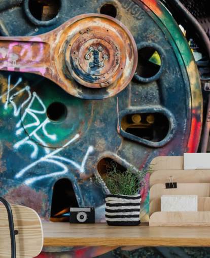 customisable urban art wallpaper mural called Train Ink for bedrooms, home offices and businesses