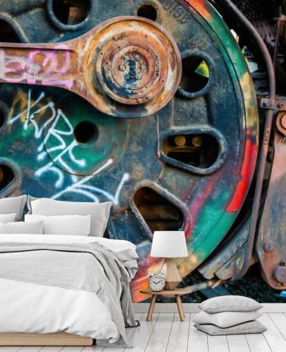 customizable urban art wallpaper mural called Train Ink for bedrooms, home offices and businesses