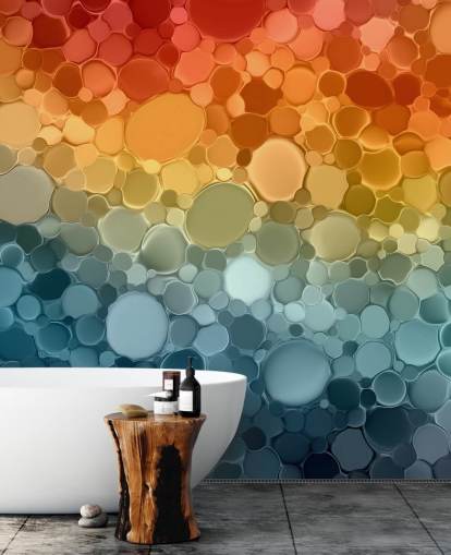 customisable multicoloured abstract wall mural called Circular Depths from the Wallsauce Collection