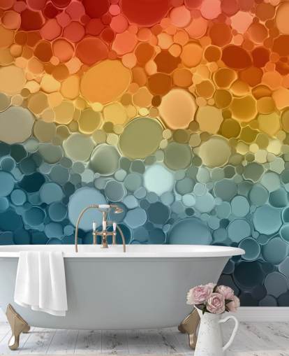 customisable multicoloured abstract wall mural called Circular Depths from the Wallsauce Collection