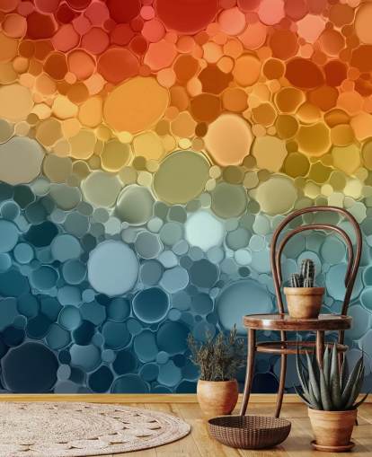 murale astratto multicolore personalizzabile chiamato Circular Depths della collezione Wallsauce