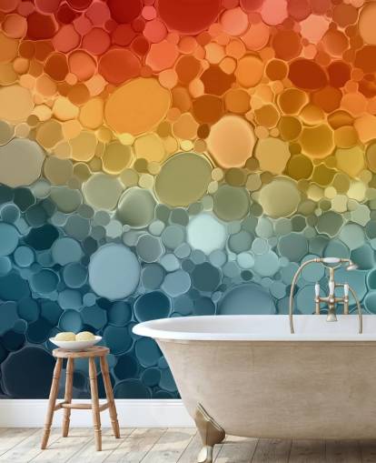 customisable multicoloured abstract wall mural called Circular Depths from the Wallsauce Collection