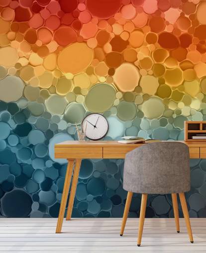 murale astratto multicolore personalizzabile chiamato Circular Depths della collezione Wallsauce