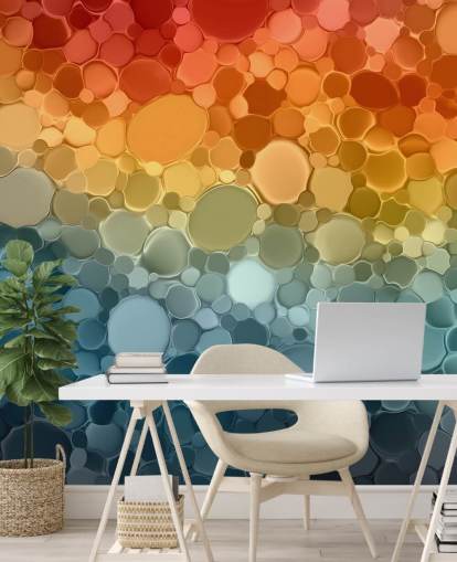 personalisierbares mehrfarbiges abstraktes Wandbild namens Circular Depths aus der Wallsauce Collection