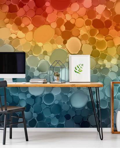 customisable multicoloured abstract wall mural called Circular Depths from the Wallsauce Collection