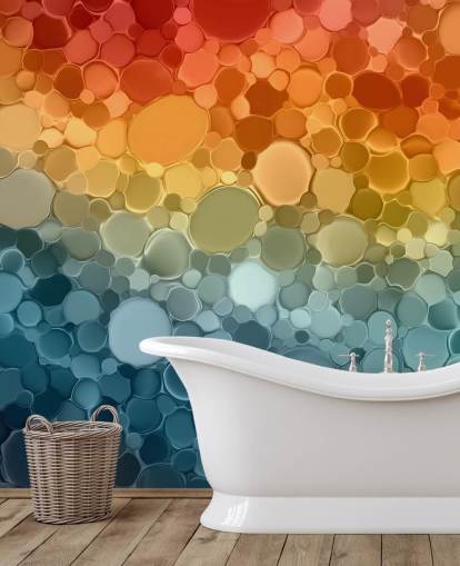 customisable multicoloured abstract wall mural called Circular Depths from the Wallsauce Collection
