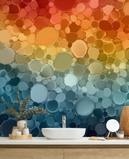 mural abstracto multicolor personalizable llamado Circular Depths de la colección Wallsauce