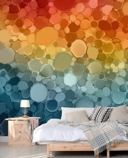 aanpasbare veelkleurige abstracte muurschildering genaamd Circular Depths uit de Wallsauce Collection