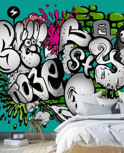 Blue Graffiti Writing Wall Mural Blue Graffiti Writing Wall Mural