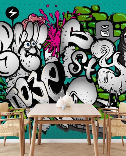 Mural de pared Escritura de graffiti azul