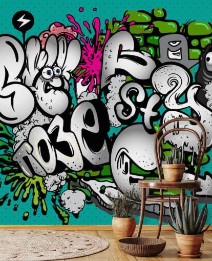 Mural de pared Escritura de graffiti azul