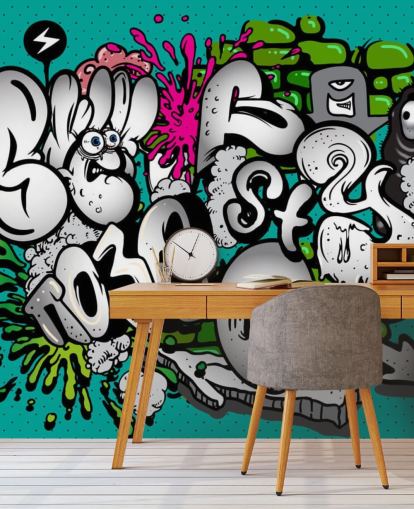 Mural de pared Escritura de graffiti azul