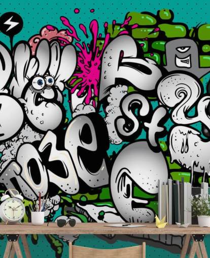 Blå Graffiti Skrivning Vægmaleri Blå Graffiti Skrivning Vægmaleri