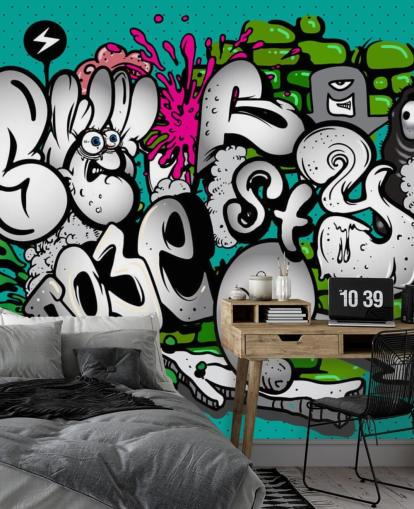 Sininen graffiti kirjoittaminen seinämaalaus