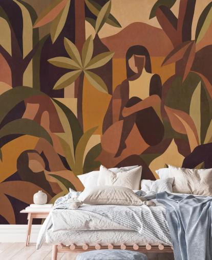 custom brown abstract mural called Amber Bloom from Sir Edward for dining rooms, bedrooms and more custom brown abstract mural called Amber Bloom from Sir Edward for dining rooms, bedrooms and more