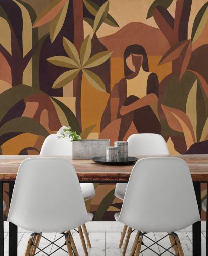 mural abstrato marrom personalizado chamado Amber Bloom de Sir Edward para salas de jantar, quartos e muito mais mural abstrato marrom personalizado chamado Amber Bloom de Sir Edward para salas de jantar, quartos e muito mais