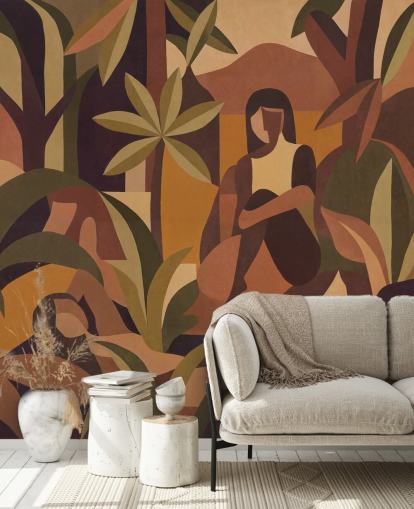 custom brown abstract mural called Amber Bloom from Sir Edward for dining rooms, bedrooms and more custom brown abstract mural called Amber Bloom from Sir Edward for dining rooms, bedrooms and more