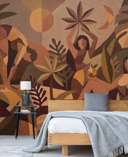 Braunes und beiges personalisierbares, ruhiges abstraktes Wandbild namens Amber Floral aus der Sir Edward x Grigory Gladarev Kollektion Braunes und beiges personalisierbares, ruhiges abstraktes Wandbild namens Amber Floral aus der Sir Edward x Grigory Gladarev Kollektion