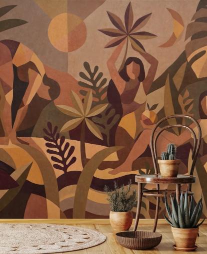 brunt og beige tilpassbart rolig abstrakt veggmaleri kalt Amber Floral fra Sir Edward x Grigory Gladarev-samlingen brunt og beige tilpassbart rolig abstrakt veggmaleri kalt Amber Floral fra Sir Edward x Grigory Gladarev-samlingen
