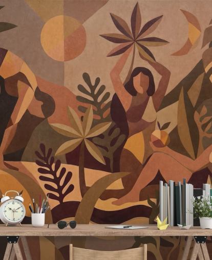 murale astratto tranquillo personalizzabile marrone e beige chiamato Amber Floral della collezione Sir Edward x Grigory Gladarev murale astratto tranquillo personalizzabile marrone e beige chiamato Amber Floral della collezione Sir Edward x Grigory Gladarev