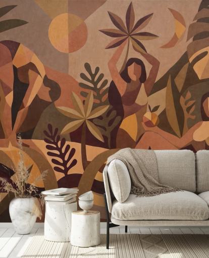 brown and beige customisable tranquil abstract mural called Amber Floral from the Sir Edward x Grigory Gladarev collection brown and beige customisable tranquil abstract mural called Amber Floral from the Sir Edward x Grigory Gladarev collection