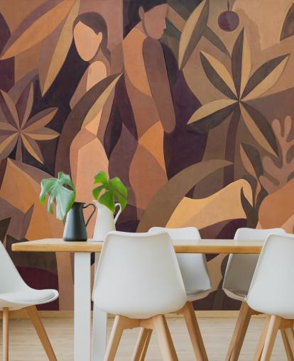 brown and beige customisable tropical abstract mural called Amber Muse from Sir Edward brown and beige customisable tropical abstract mural called Amber Muse from Sir Edward