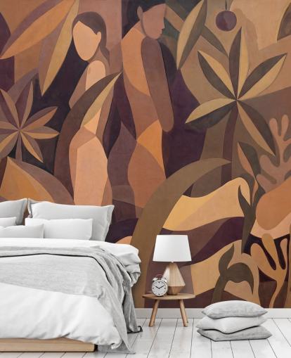 personalisierbares tropisches abstraktes Wandbild in Braun und Beige namens Amber Muse von Sir Edward personalisierbares tropisches abstraktes Wandbild in Braun und Beige namens Amber Muse von Sir Edward