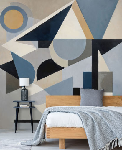 mural abstracto moderno personalizable azul llamado Avant Construct de Sir Edward mural abstracto moderno personalizable azul llamado Avant Construct de Sir Edward