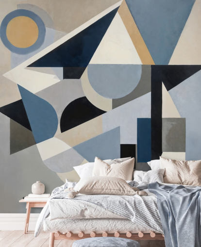 murale astratto moderno personalizzabile blu chiamato Avant Construct di Sir Edward