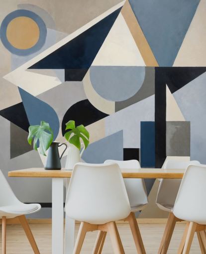 blå tilpasselig moderne abstrakt vægmaleri kaldet Avant Construct fra Sir Edward blå tilpasselig moderne abstrakt vægmaleri kaldet Avant Construct fra Sir Edward