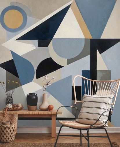 murale astratto moderno personalizzabile blu chiamato Avant Construct di Sir Edward murale astratto moderno personalizzabile blu chiamato Avant Construct di Sir Edward