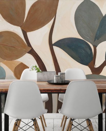 custom brown abstract botanical mural called Emil’s Garden from Sir Edward