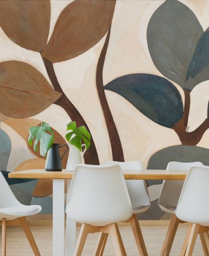murale botanico astratto marrone personalizzato chiamato Emil's Garden di Sir Edward murale botanico astratto marrone personalizzato chiamato Emil's Garden di Sir Edward