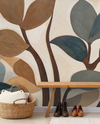 custom brown abstract botanical mural called Emil’s Garden from Sir Edward