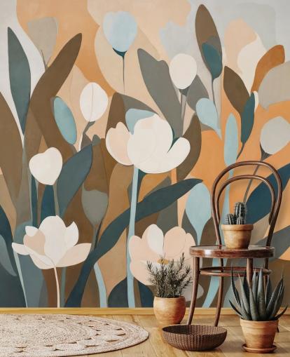 mural floral abstrato personalizado chamado Emil's Meadow de Sir Edward para cozinhas e quartos