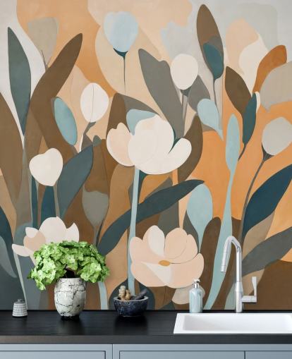 custom abstract floral mural called Emil’s Meadow from Sir Edward for kitchens and bedrooms