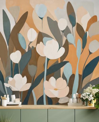 custom abstract floral mural called Emil’s Meadow from Sir Edward for kitchens and bedrooms