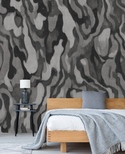 customisable grey wood effect mural called Ettore Line by Sir Edward