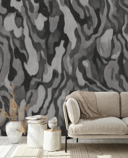 customisable grey wood effect mural called Ettore Line by Sir Edward customisable grey wood effect mural called Ettore Line by Sir Edward