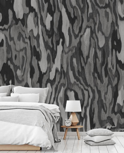 customizable gray wood mural called Ettore Root by Sir Edward