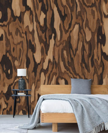 peinture murale marron à effet bois personnalisable appelée Ettore Walnut de Sir Edward