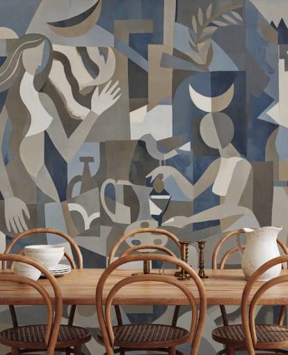 mural abstracto personalizable azul y gris llamado Lunar Eclipse de Sir Edward mural abstracto personalizable azul y gris llamado Lunar Eclipse de Sir Edward